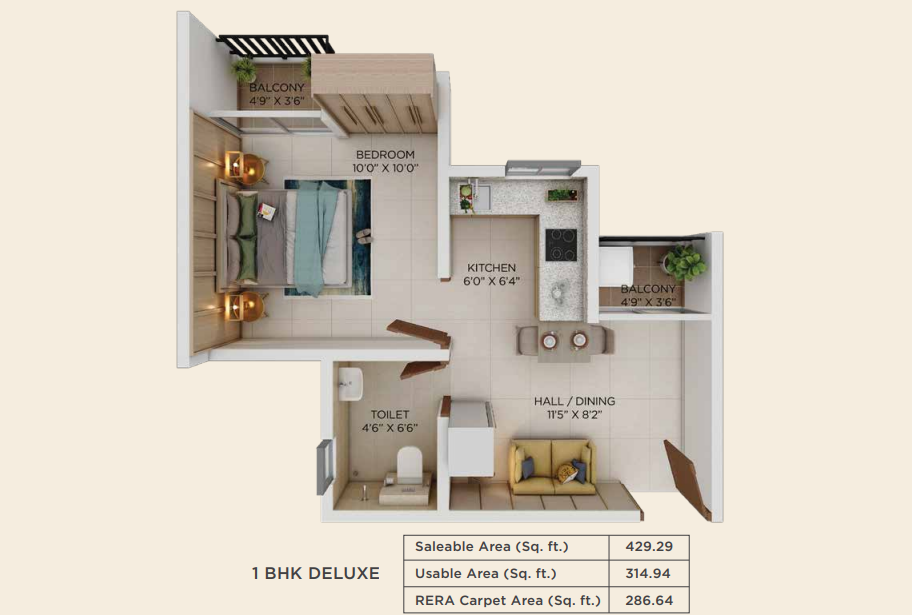 1BHK Floor Plan